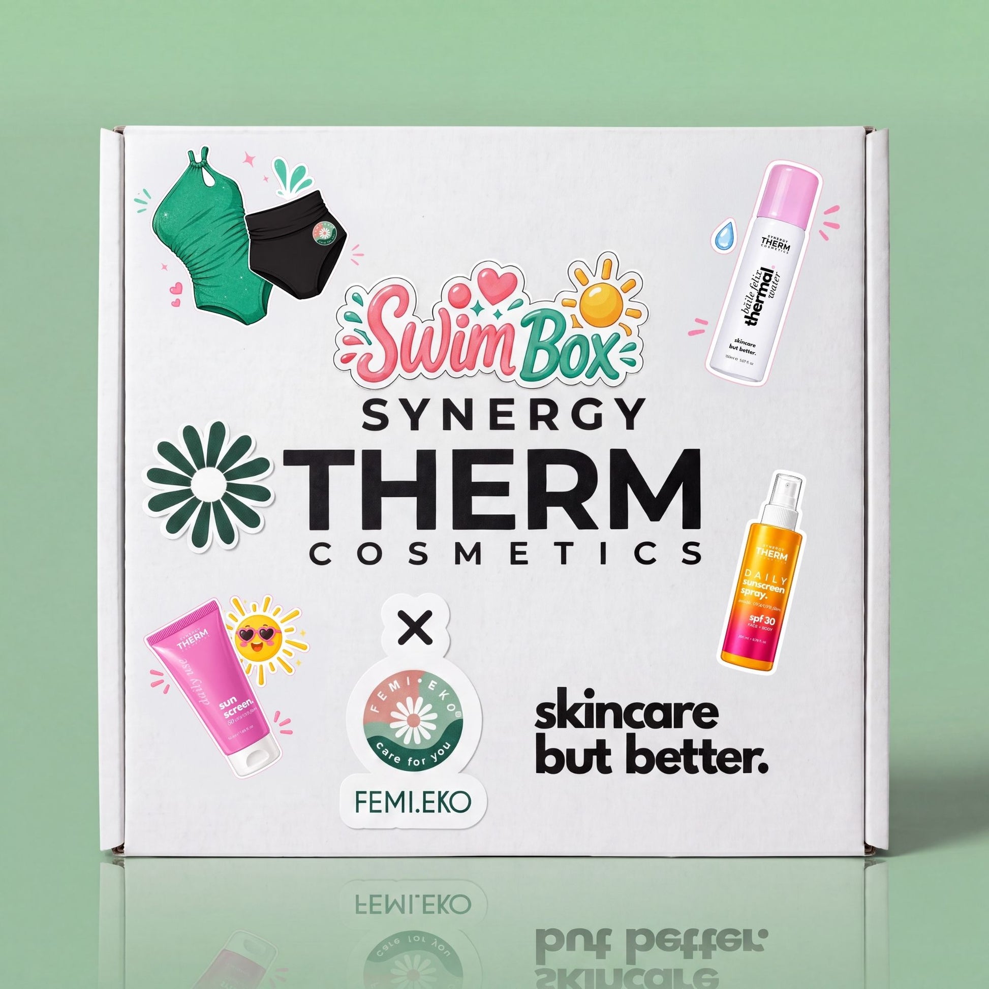 Synergy Therm × Femi.Eko Swim Box Eva | Costum de baie menstrual + Protecție solară femieko.ro