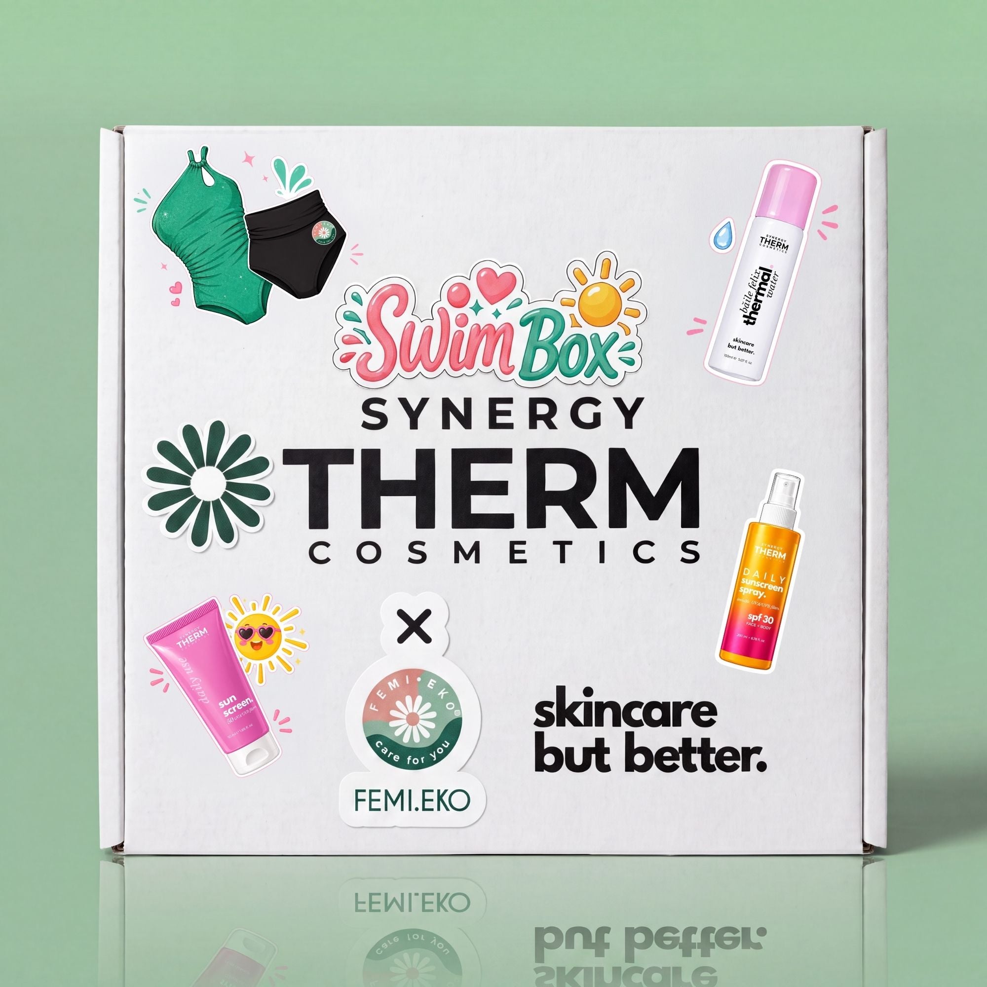 Synergy Therm × Femi.Eko Swim Box Eva | Costum de baie menstrual + Protecție solară femieko.ro