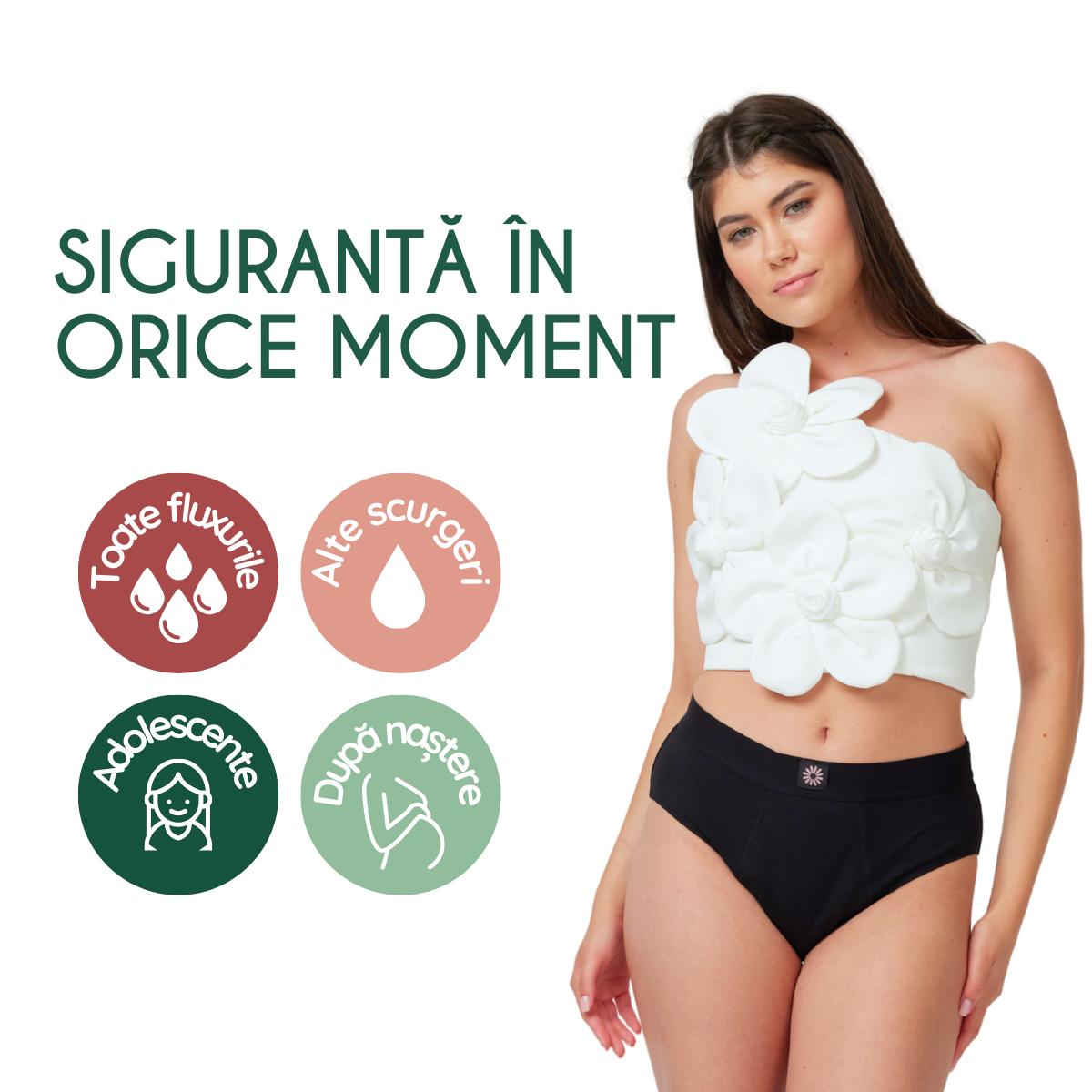 Margaret | Chiloți menstruali | Talie înaltă | Negru