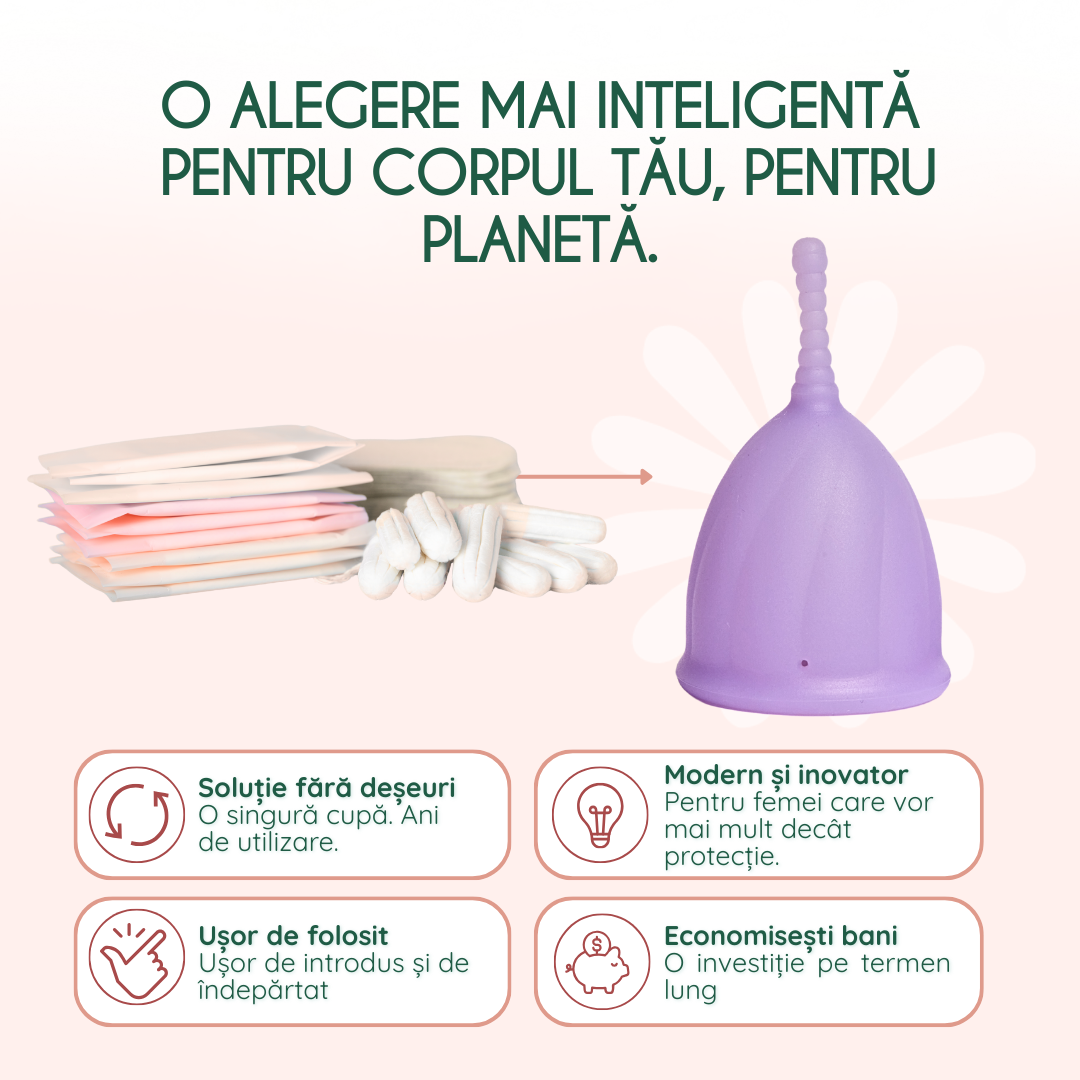 cupa menstruala femieko safe m mov antibacteriana, reduce dezvoltarea bacteriilor pe suprafata