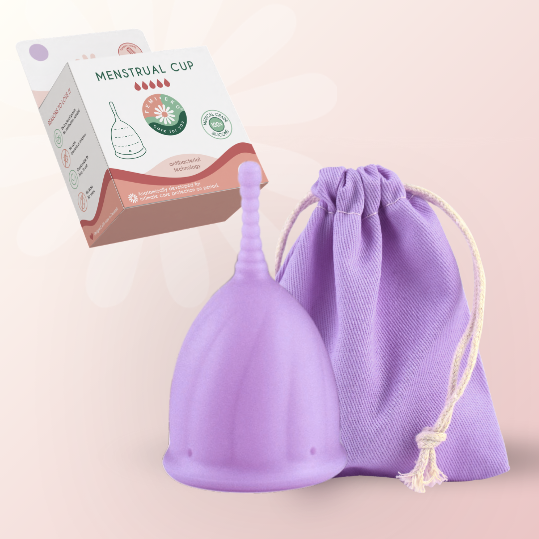 cupa menstruala femieko safe marimea s, usor de introdus si utilizat, design ergonomic