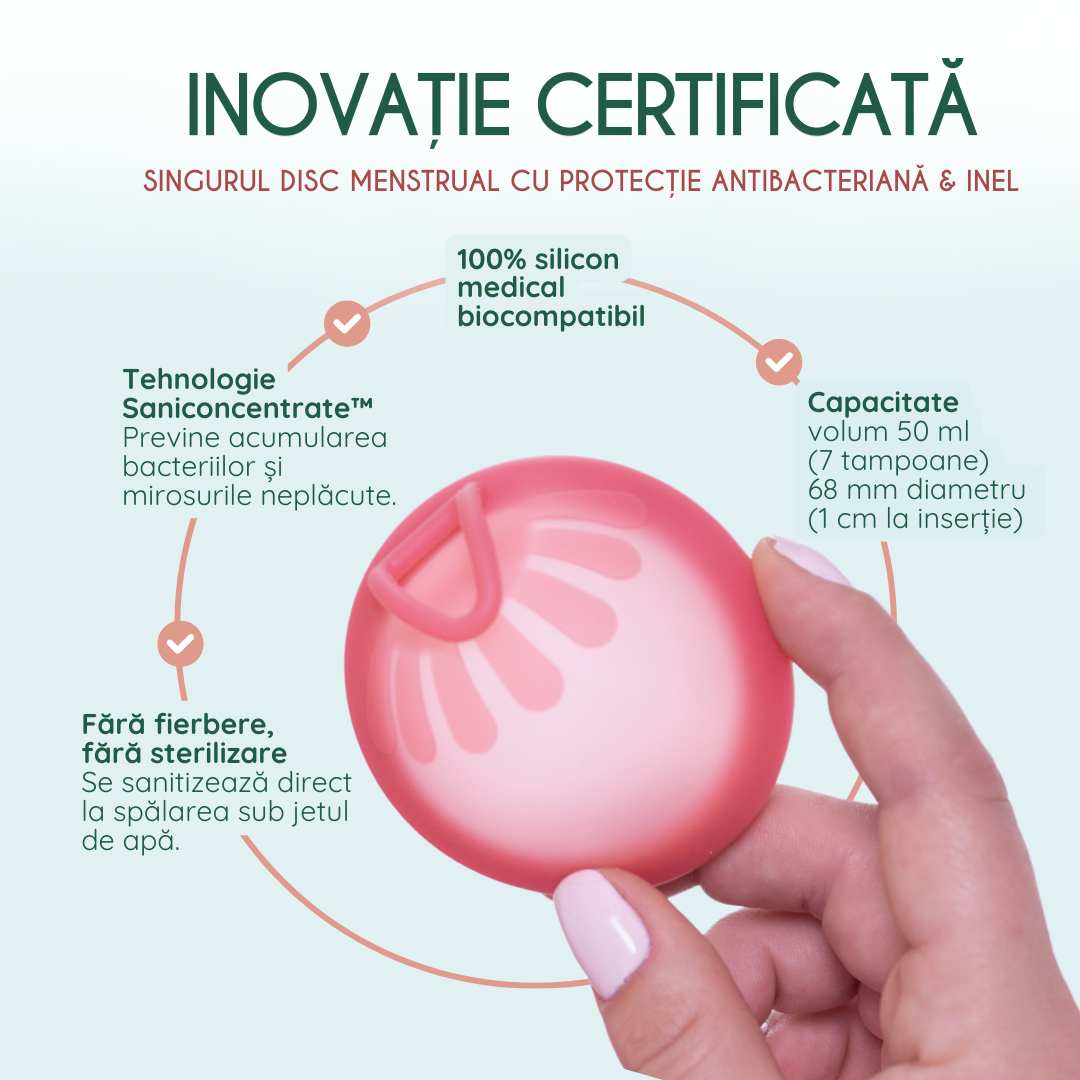 disc menstrual femieko safe soft inovatie certificata, alternativa sigura la tampoane.