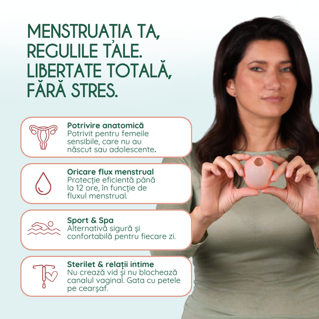 disc menstrual delicate antibacterian femieko powder, detaliu inel pentru extractie usoara.