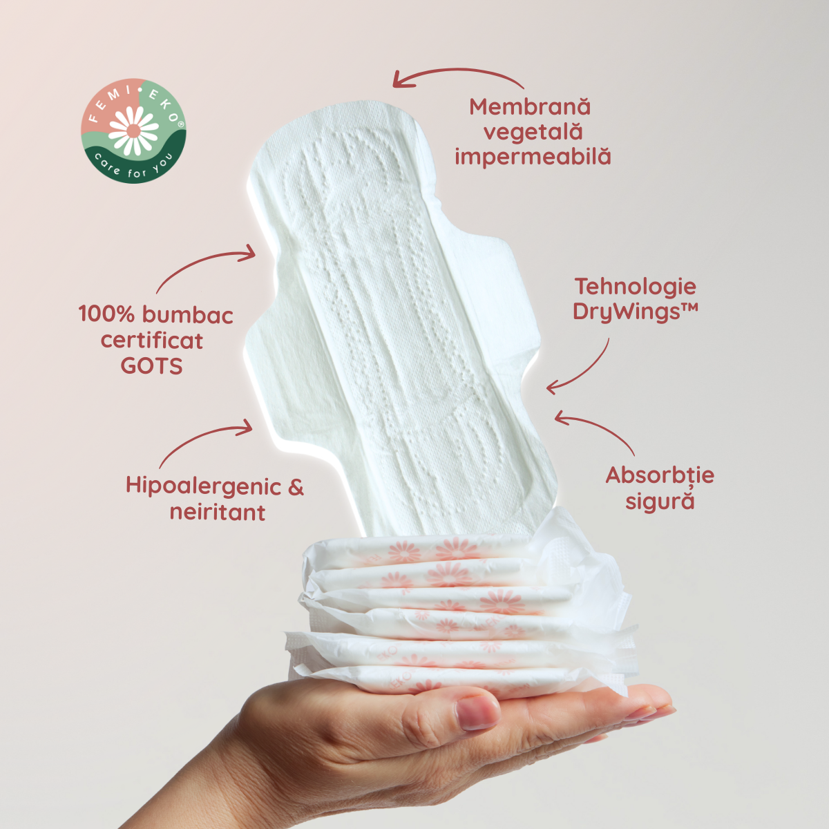 Absorbante cu aripioare din bumbac organic | Ultra Day | 10 buc