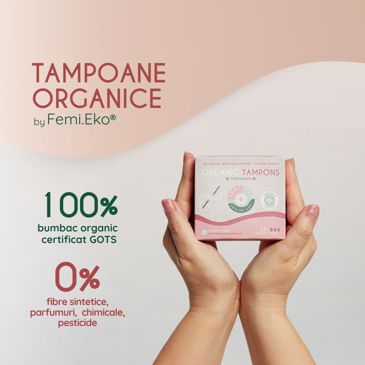 Tampoane din bumbac organic | Super | 16 buc